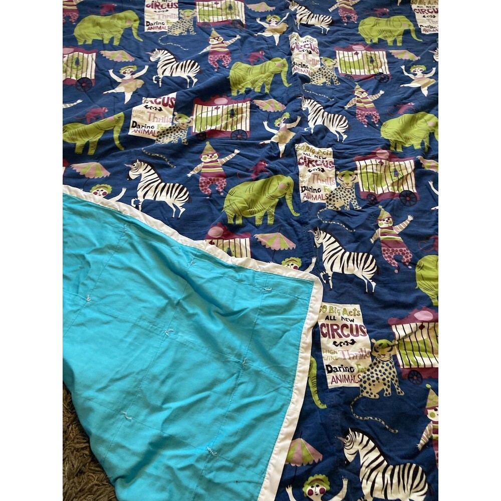 Queen Size Blanket RARE Circus Lady Quilt Fabric 78”  VINTAGE Cotton Bedspread